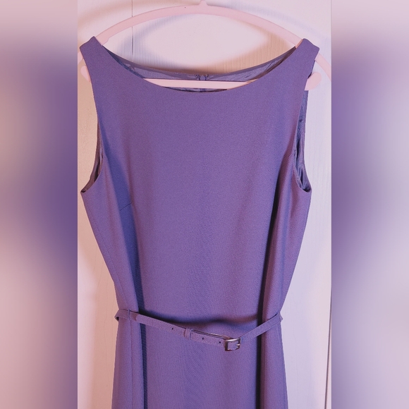 Casual Corner Purple Sleeveless Belted Sheath Dress Size 12 Lined Career Slit - Picture 5 of 14